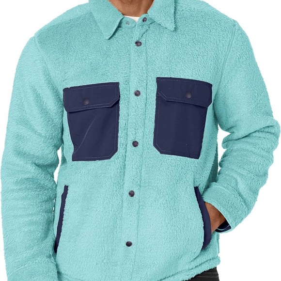 New $160 Outerknown Skyline Fleece Shirt Jacket in Mineral Blue! Sz. Medium. NWT - Picture 3 of 4